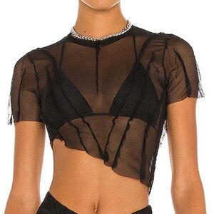 SAMI MIRO VINTAGE Black Sheer Crop Top
